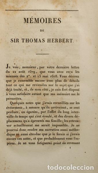 Libros: HERBERT. (Thomas) e John Berkeley. - M&Eacute;MOIRES DE SIR THOMAS HERBERT. M&Eacute;MOIRES DE SIR JOHN BERKELEY. - Foto 2