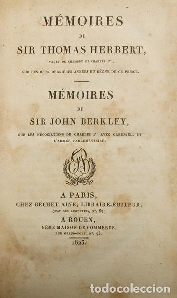 Libros: HERBERT. (Thomas) e John Berkeley. - M&Eacute;MOIRES DE SIR THOMAS HERBERT. M&Eacute;MOIRES DE SIR JOHN BERKELEY. - Foto 1
