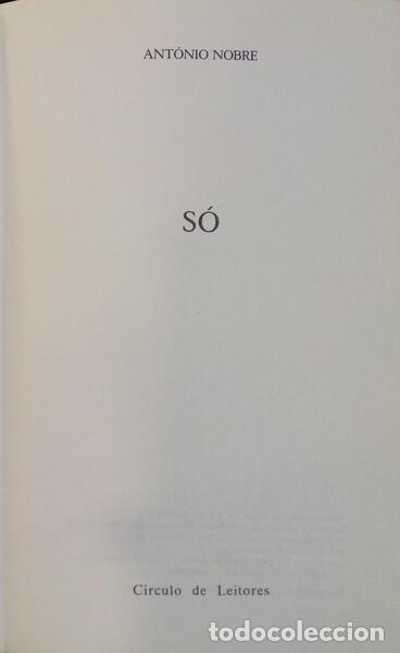 Libros: NOBRE. (Ant&oacute;nio) - S&Oacute;. [C&Iacute;RCULO DE LEITORES - 1981] - Foto 1