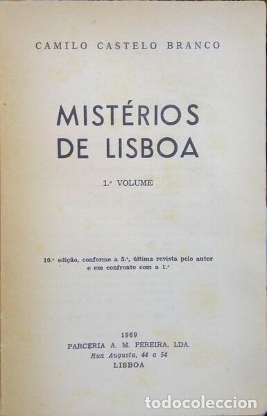 Libros: CASTELO BRANCO. (Camilo) - MIST&Eacute;RIOS DE LISBOA. - Foto 2