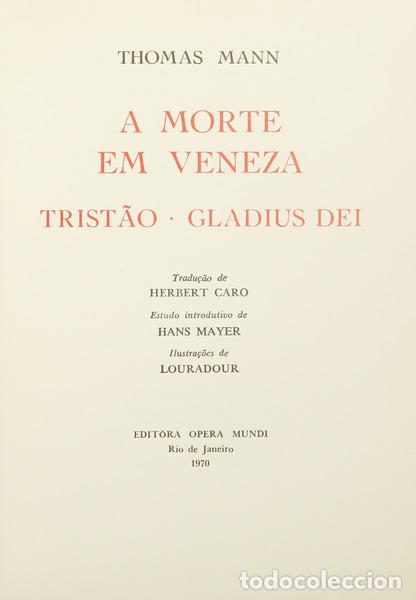 Libros: MANN. (Thomas) - A MORTE EM VENEZA. TRIST&Atilde;O. GLADIUS DEI. - Foto 1
