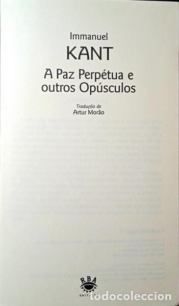 Libros: KANT. (Immanuel) - A PAZ PERP&Eacute;TUA E OUTROS OP&Uacute;SCULOS. - Foto 1