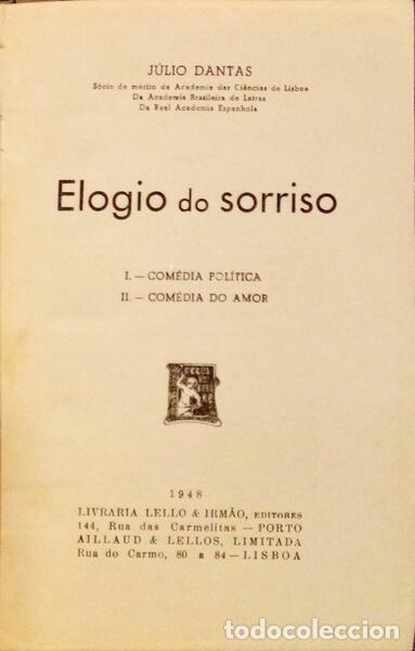 Libros: DANTAS. (J&uacute;lio) - ELOGIO DO SORRISO. - Foto 1
