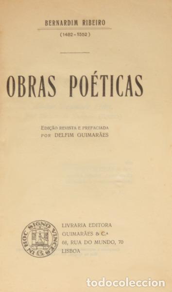 Libros: RIBEIRO. (Bernardim) - OBRAS PO&Eacute;TICAS. [1482-1552] - Foto 1