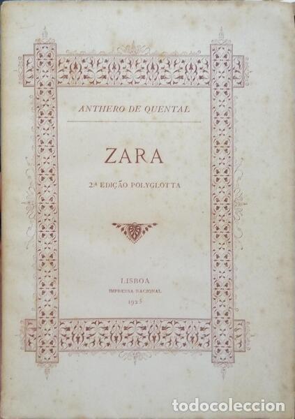 Libros: QUENTAL. (Antero de) - ZARA. - Foto 1