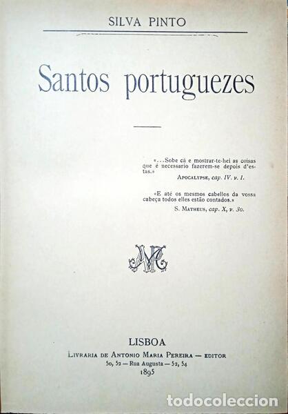 Libros: SILVA PINTO. - SANTOS PORTUGUEZES. - Foto 1