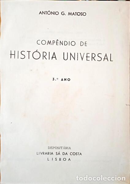 Libros: MATOSO. (Ant&oacute;nio G.) - COMP&Ecirc;NDIO DE HIST&Oacute;RIA UNIVERSAL. [3.&ordm; ANO] - Foto 1