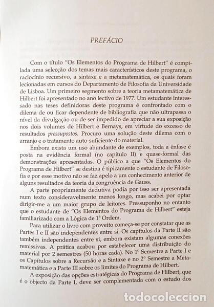 Libros: LOUREN&Ccedil;O. (Manuel S.) - OS ELEMENTOS DO PROGRAMA DE HILBERT. - Foto 1