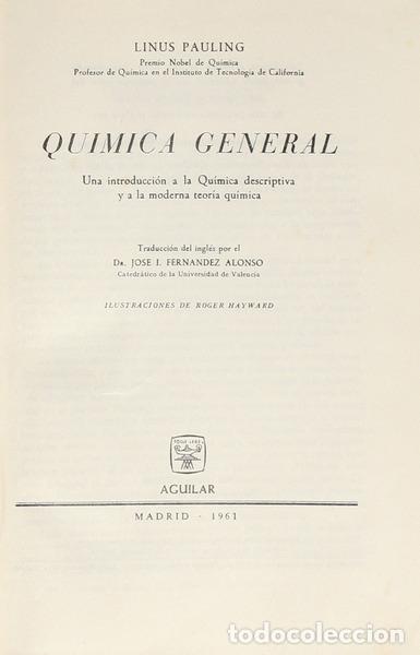Libros: PAULING. (Linus) - QUIMICA GENERAL. - Foto 1
