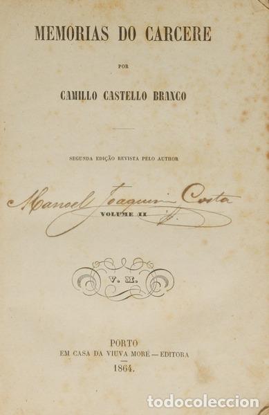 Libros: CASTELO BRANCO. (Camilo) - MEMORIAS DO CARCERE. [VOLUME II] - Foto 1