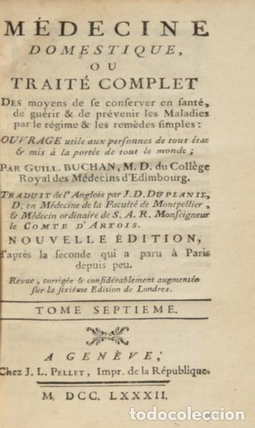 Libros: BUCHAN. (William) - M&Eacute;DECINE DOMESTIQUE, - Foto 1