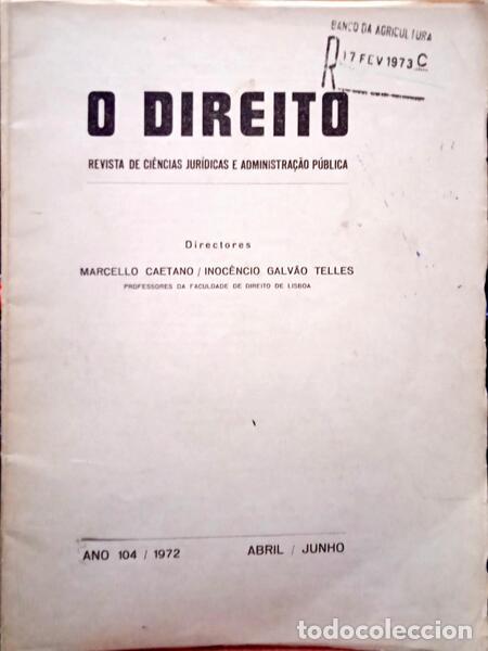 Libros: DIREITO (O), ANO 104.&ordm;, N.&ordm; 2, ABRIL-JUNHO 1972. - Foto 1
