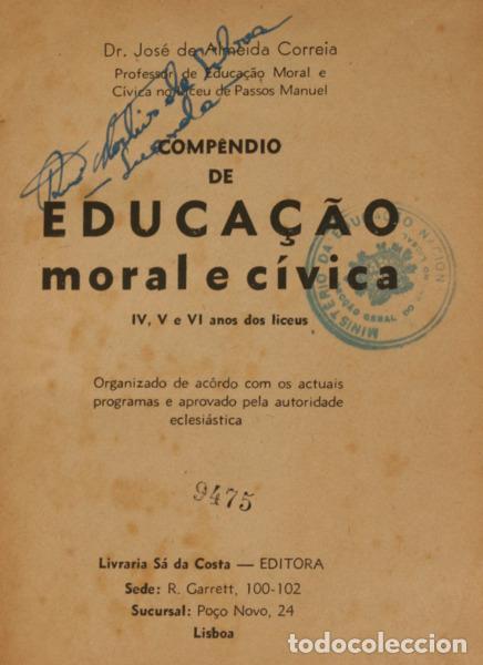 Libros: ALMEIDA CORREIA. (Jos&eacute; de) - COMP&Ecirc;NDIO DE EDUCA&Ccedil;&Atilde;O MORAL E C&Iacute;VICA. - Foto 1