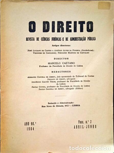 Libros: DIREITO (O), ANO 96.&ordm;, ABRIL-JUNHO 1964. - Foto 1