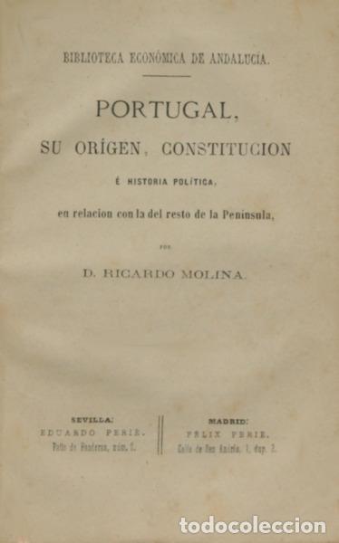 Libros: MOLINA. (Ricardo) - PORTUGAL SU OR&Iacute;GEN, CONSTITUCION. - Foto 1