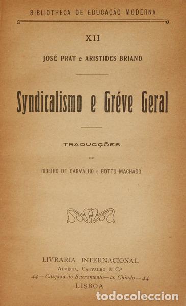 Libros: PRAT. (Jos&eacute;) e Aristides Briand. - SYNDICALISMO E GR&Eacute;VE GERAL. - Foto 1