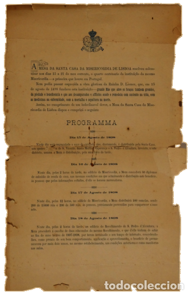 Libros: PROGRAMA DAS COMEMORA&Ccedil;&Otilde;ES DO QUARTO CENTEN&Aacute;RIO DA SANTA CASA DA MISERICORDIA DE LISBOA. - Foto 1