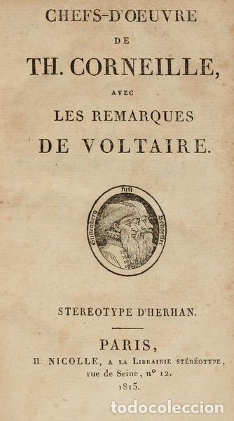 Libros: CORNEILLE. (Thomas) - CHEFS-D�OEUVRE DE TH. CORNEILLE, AVEC LES REMARQUES DE VOLTAIRE. - Foto 1