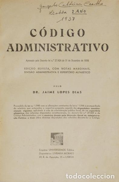 Libros: LOPES DIAS. (Jaime) - C&Oacute;DIGO ADMINISTRATIVO. - Foto 1