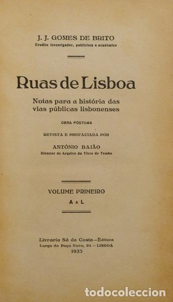 Libros: GOMES DE BRITO. (Jos&eacute; Joaquim) - RUAS DE LISBOA. - Foto 2