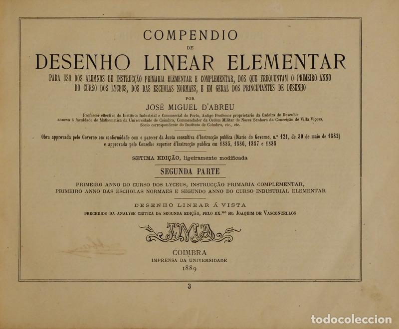 Libros: ABREU. (Jos&eacute; Miguel de) - COMPENDIO DE DESENHO LINEAR ELEMENTAR. [SEGUNDA PARTE] - Foto 1