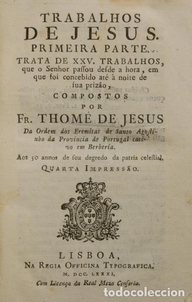 Libros: JESUS. (Frei Tom&eacute; de) - TRABALHOS DE JESUS. [1781] - Foto 1