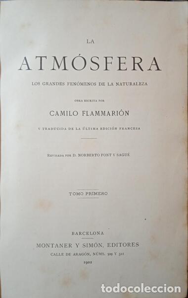 Libros: FLAMMARION. (Camille) - LA ATM&Oacute;SFERA. [2 VOLS.] - Foto 3