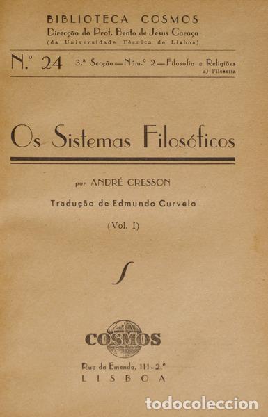 Libros: CRESSON. (Andr&eacute;) - OS SISTEMAS FILOS&Oacute;FICOS. - Foto 1