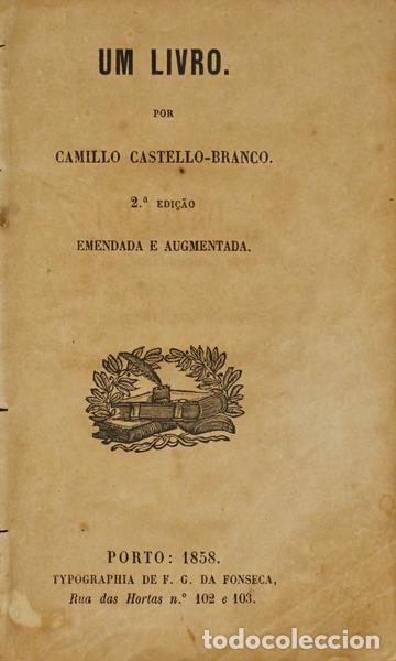 Libros: CASTELO BRANCO. (Camilo) - UM LIVRO. [2.&ordf; EDI&Ccedil;&Atilde;O] - Foto 1