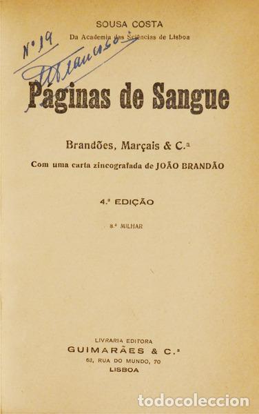 Libros: SOUSA COSTA. (Alberto M&aacute;rio de) - P&Aacute;GINAS DE SANGUE. - Foto 2