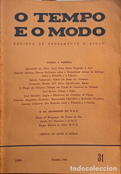 Libros: TEMPO (O) E O MODO, N.&ordm; 31, SETEMBRO 1965. - Foto 1