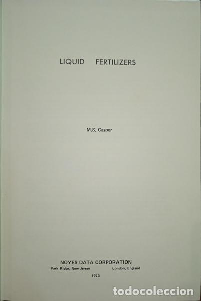 Libros: CASPER. (M. S.) - LIQUID FERTILIZERS. - Foto 2
