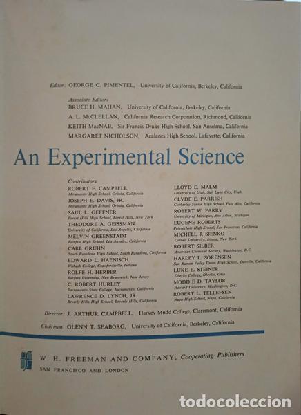 Libros: PIMENTEL. (George C.) e outros. - CHEMISTRY: AN EXPERIMENTAL SCIENCE. - Foto 2