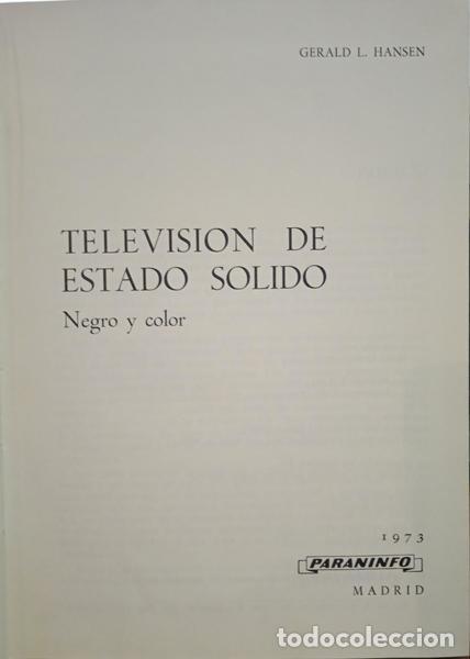 Libros: HANSEN. (Gerald L.) - TELEVISION DE ESTADO SOLIDO. - Foto 2