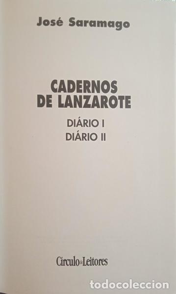 Libros: SARAMAGO. (Jos&eacute;) - CADERNOS DE LANZAROTE. [2 VOLS.] - Foto 2