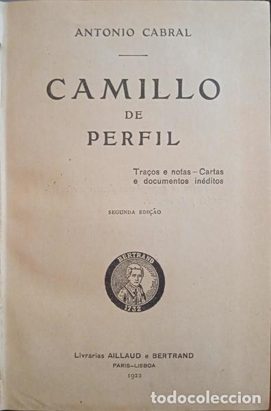 Libros: CABRAL. (Antonio) - CAMILLO DE PERFIL. [2.&ordf; EDI&Ccedil;&Atilde;O] - Foto 1