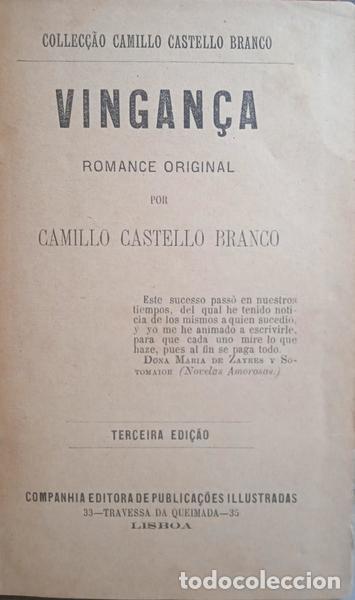 Libros: CASTELO BRANCO. (Camilo) - VINGAN&Ccedil;A. [3.&ordf; EDI&Ccedil;&Atilde;O] - Foto 1