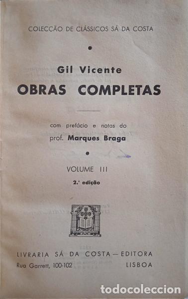 Libros: VICENTE. (Gil) - OBRAS COMPLETAS, VOLUME III. [2.&ordf; EDI&Ccedil;&Atilde;O] - Foto 2