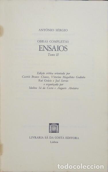 Libros: ANT&Oacute;NIO S&Eacute;RGIO. - ENSAIOS. [8 VOLS.] - Foto 3