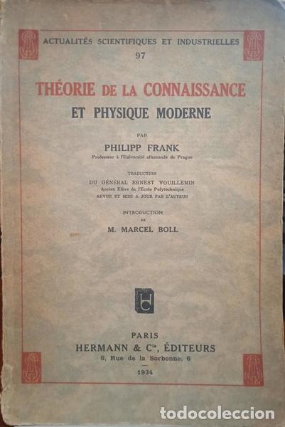 Libros: FRANK. (Philipp) - TH&Eacute;ORIE DE LA CONNAISSANCE ET PHYSIQUE MODERNE. - Foto 1