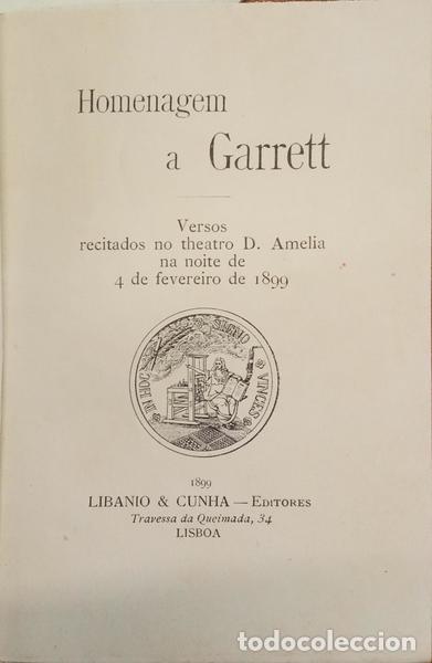 Libros: HOMENAGEM A GARRETT. [TEATRO D. AMELIA] - Foto 2