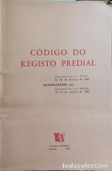 Libros: C&Oacute;DIGO DO REGISTO PREDIAL. - Foto 1
