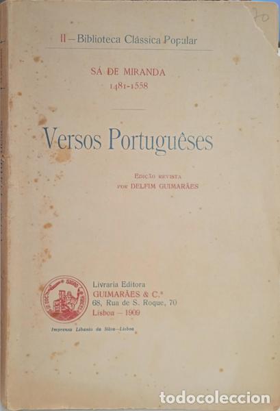 Libros: S&Aacute; DE MIRANDA. (Francisco de) - VERSOS PORTUGU&Ecirc;SES. - Foto 1
