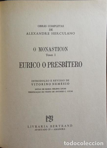 Libros: HERCULANO. (Alexandre) - O MONASTICON. [3 VOLS.] - Foto 2