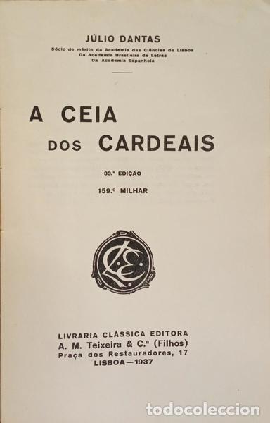 Libros: DANTAS. (J&uacute;lio) - A CEIA DOS CARDEAIS. [33.&ordf; EDI&Ccedil;&Atilde;O] - Foto 2
