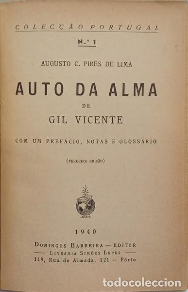 Libros: VICENTE. (Gil) - AUTO DA ALMA. [1940] - Foto 2
