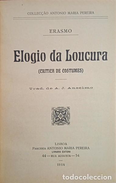 Libros: ERASMO DE ROTERD&Atilde;O. (Desid&eacute;rio) - ELOGIO DA LOUCURA. - Foto 1