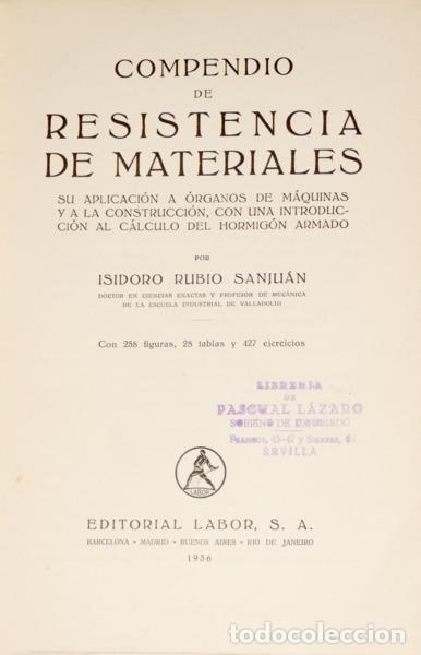Libros: RUBIO SANJU&Aacute;N. (Isidoro) - COMPENDIO DE RESISTENCIA DE MATERIALES. - Foto 1