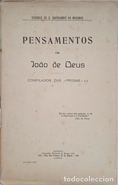 Libri di seconda mano: BARTOLOMEU DE MESSINES. (Jos&eacute; do Esp&iacute;rito Santo Ramos, Visconde de S&atilde;o) e Jo&atilde;o de Deus. - PENSAMENTO
