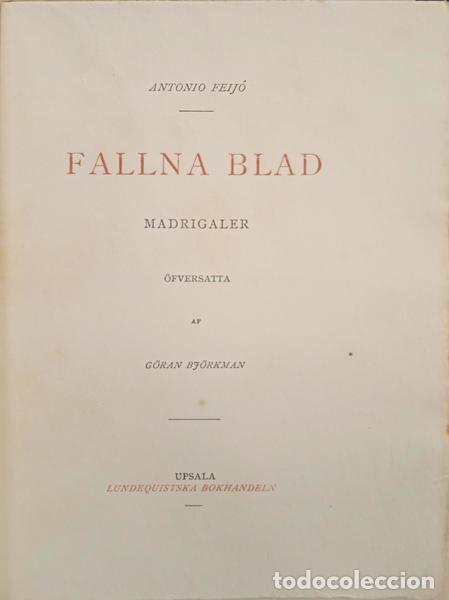 Libros: FEIJ&Oacute;. (Ant&oacute;nio) - FALLNA BLAD. [DEDICAT&Oacute;RIA] - Foto 1